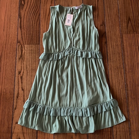Ramy Brook light green V Neck Merida Ruffle Dress Size 8 - Picture 4 of 7